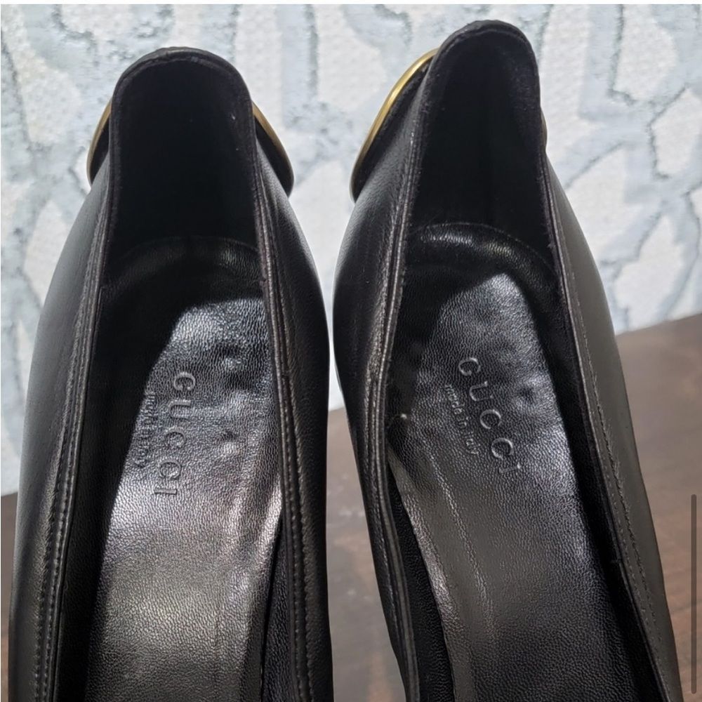 Gucci Black Leather Stud GG Logo Heels 38 - Picture 8 of 8